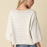 Quarter Sleeve Stripe Sweater