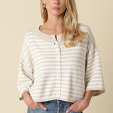 Quarter Sleeve Stripe Sweater