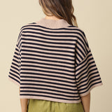 Quarter Sleeve Stripe Sweater