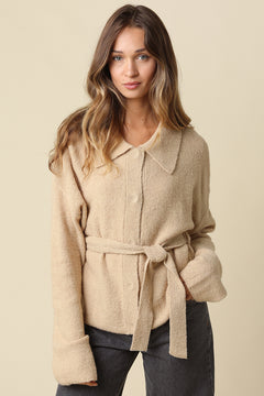 Collared Sweater With Belt