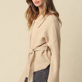 Collared Sweater With Belt