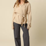 Collared Sweater With Belt