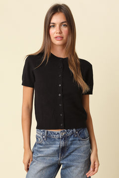 Short Sleeve Button Down Cardigan