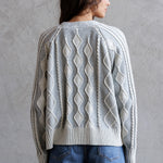 Cable Knit Cardigan - cream blue, womens cardigan collection
