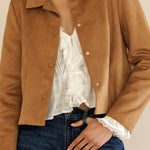Faux Suede Button Front Jacket - Camel, Women's Jackets Collection
