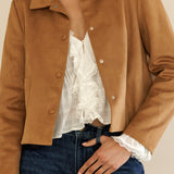Faux Suede Button Front Jacket - Camel, Women's Jackets Collection