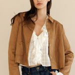 Faux Suede Button Front Jacket - Camel, Women's Jackets Collection