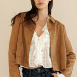 Faux Suede Button Front Jacket - Camel, Women's Jackets Collection