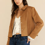Faux Suede Button Front Jacket - Camel, Women's Jackets Collection