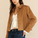 Faux Suede Button Front Jacket - Camel, Women's Jackets Collection