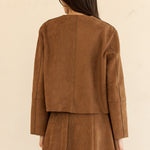Faux Suede Button Down Jacket - Brown, Women's Jackets Collection