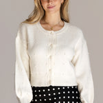 Cardigan With Pearl Buttons - cream, womens cardigan collection