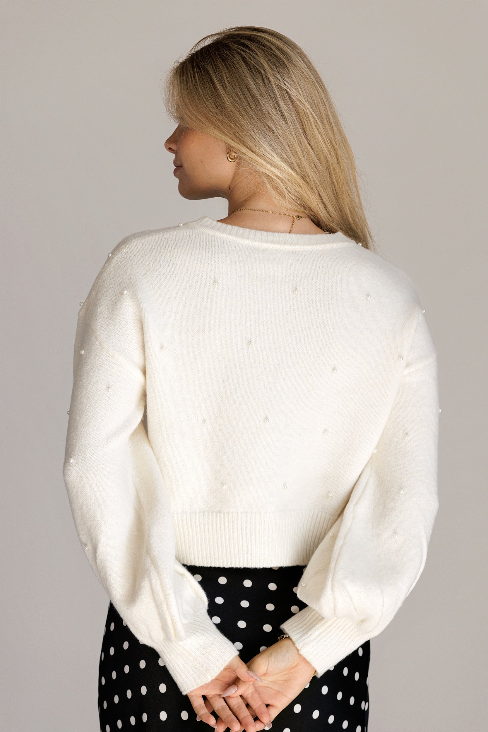 Cardigan With Pearl Buttons - cream, womens cardigan collection