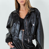 Faux Leather Bomber Jacket