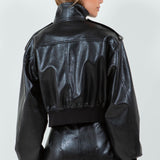 Faux Leather Bomber Jacket