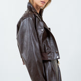 Faux Leather Bomber Jacket