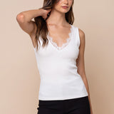 Rim V-Neck Lace Tank Top