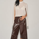 Wide Leg Leather Burmuda Pant