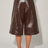 Wide Leg Leather Burmuda Pant