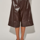 Wide Leg Leather Burmuda Pant