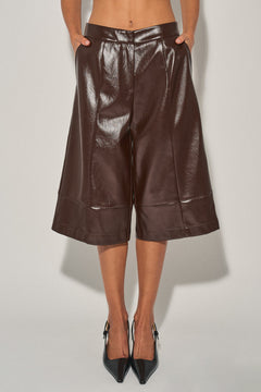 Wide Leg Leather Burmuda Pant