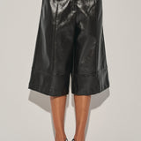 Wide Leg Leather Burmuda Pant