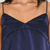 V Neck Satin Tie Back Top