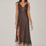 Satin Lace Trim Dress