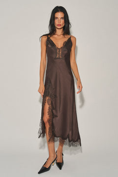 Satin Lace Trim Dress