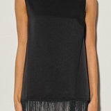 Satin Mock Neck With Fringe