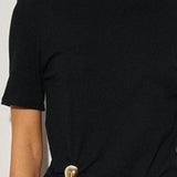 Mock Neck Top With Gold Trim