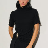 Mock Neck Top With Gold Trim