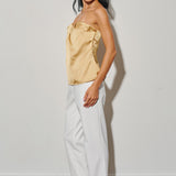 Strapless Pleated Satin Top