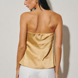 Strapless Pleated Satin Top