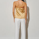 Strapless Pleated Satin Top