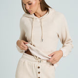 Waffle Knit Drawstring Hoodie
