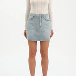 Daze - Studded Mini Skirt - light denim, womens denim skirt collection