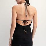 Crochet Detail Knit Halterneck Mini Dress