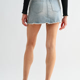 Mica - High Rise Mini Skirt With Ripped Hem