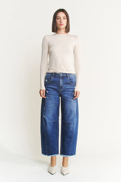 Mica - Distressed Barrel Jean