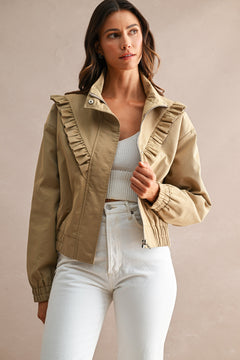 Ruffle Bomber Jacket