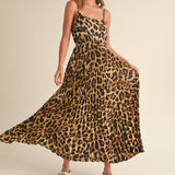 Leopard Pleated Maxi Dress