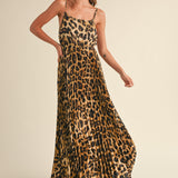 Leopard Pleated Maxi Dress