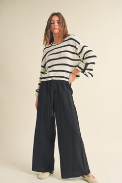 Smocked Waist Pants With Tassel