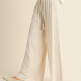 Smocked Waist Pants With Tassel