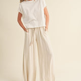 Smocked Waist Pants With Tassel