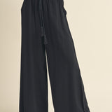 Smocked Waist Pants With Tassel