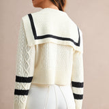 Cropped Collar Knit Cardigan