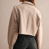 Half Zip Up Sweater Crop Top