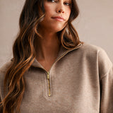 Half Zip Up Sweater Crop Top